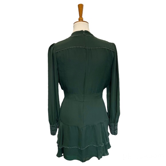 Parker NY Chrissy Beaded Silk Mini Dress In Alphine Forrest Green - Picture 6 of 13